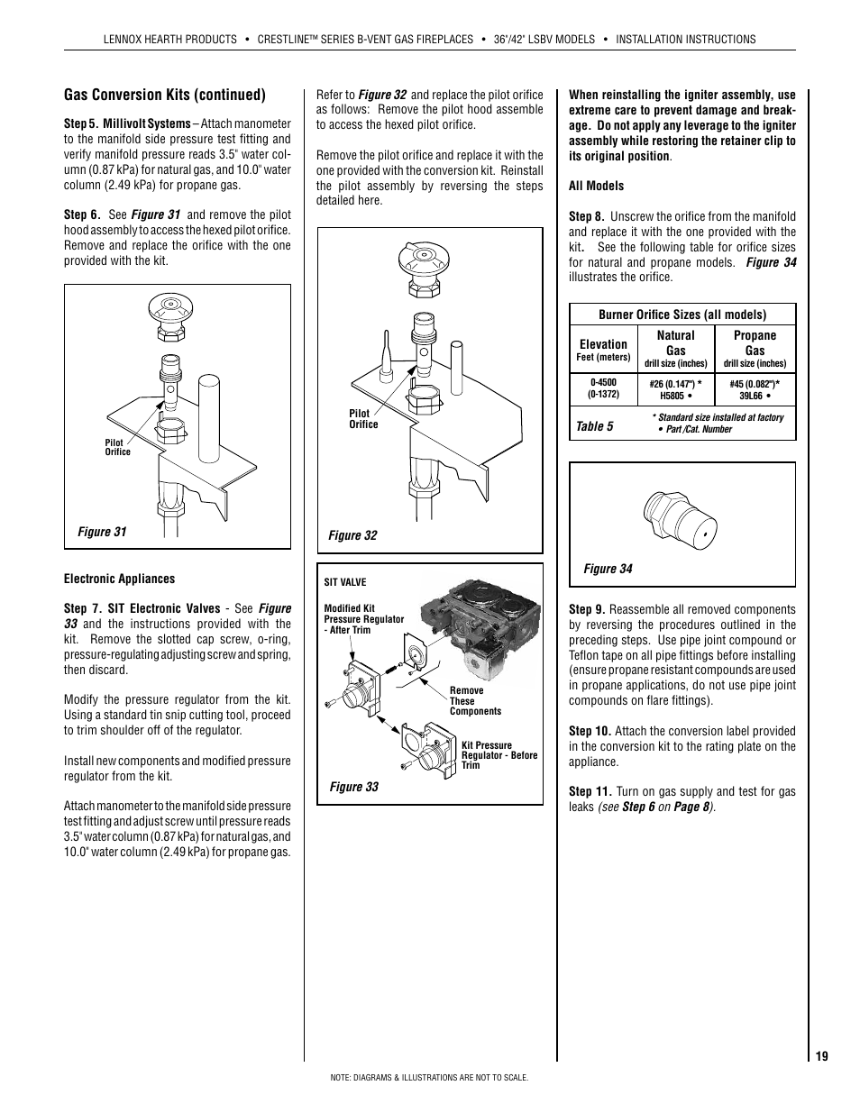 Gas conversion kits (continued) | Lennox Hearth Crestline LSBV-3628MN User Manual | Page 19 / 20