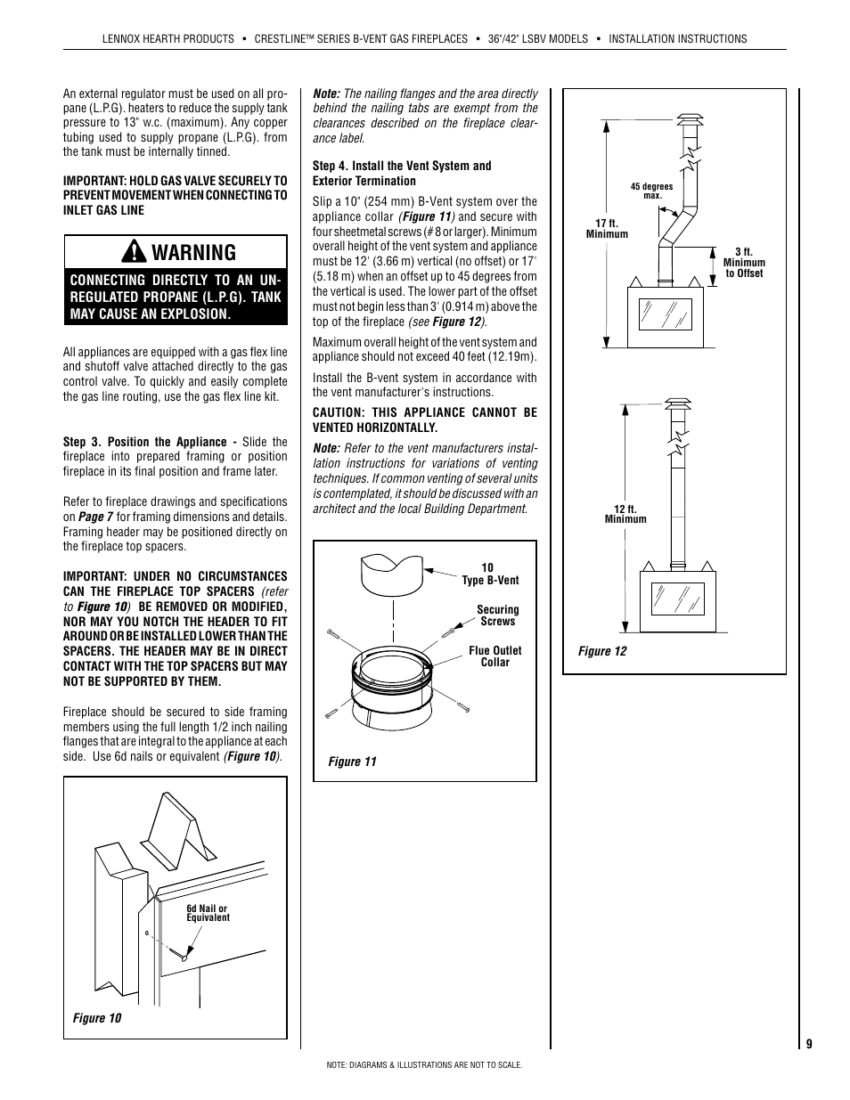 Warning | Lennox Hearth Crestline LSBV-3628MN User Manual | Page 9 / 20