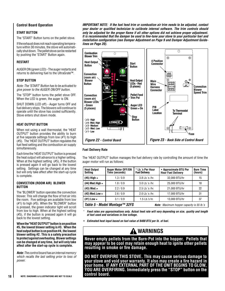 Warnings | Lennox Hearth MODEL MONTAGE 32FS User Manual | Page 18 / 36