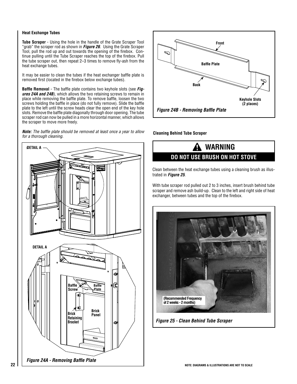 Warning, Do not use brush on hot stove | Lennox Hearth MODEL MONTAGE 32FS User Manual | Page 22 / 36