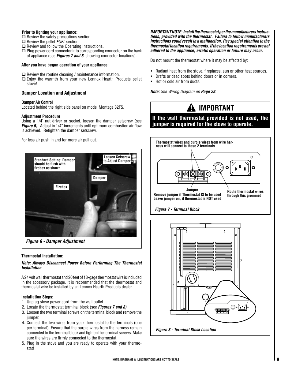 Important | Lennox Hearth MODEL MONTAGE 32FS User Manual | Page 9 / 36