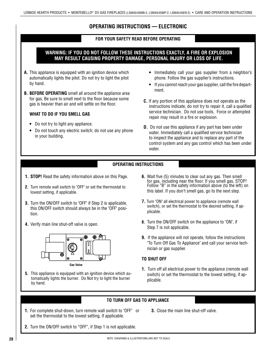 Operating instructions — electronic | Lennox Hearth 875027M User Manual | Page 20 / 28