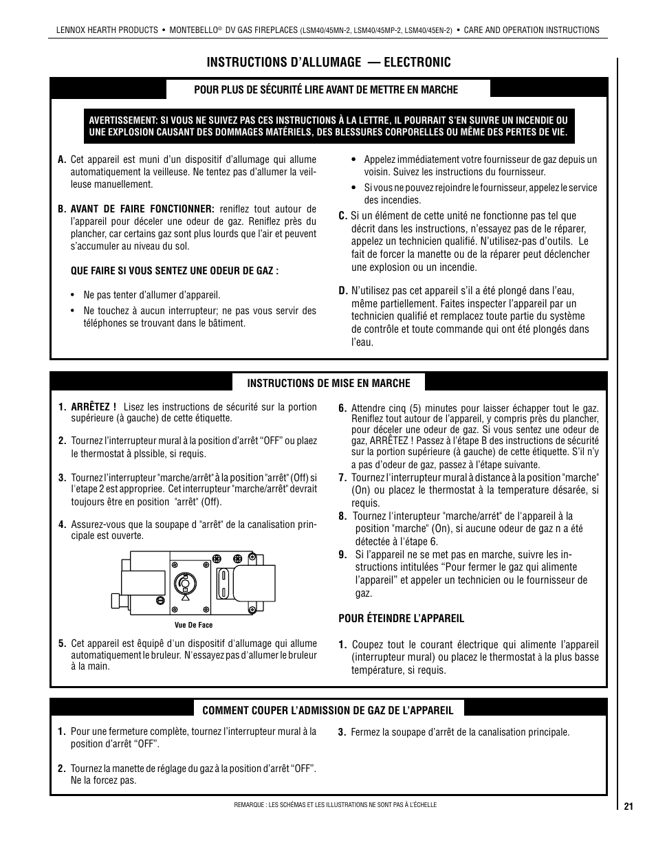 Instructions d’allumage — electronic | Lennox Hearth 875027M User Manual | Page 21 / 28