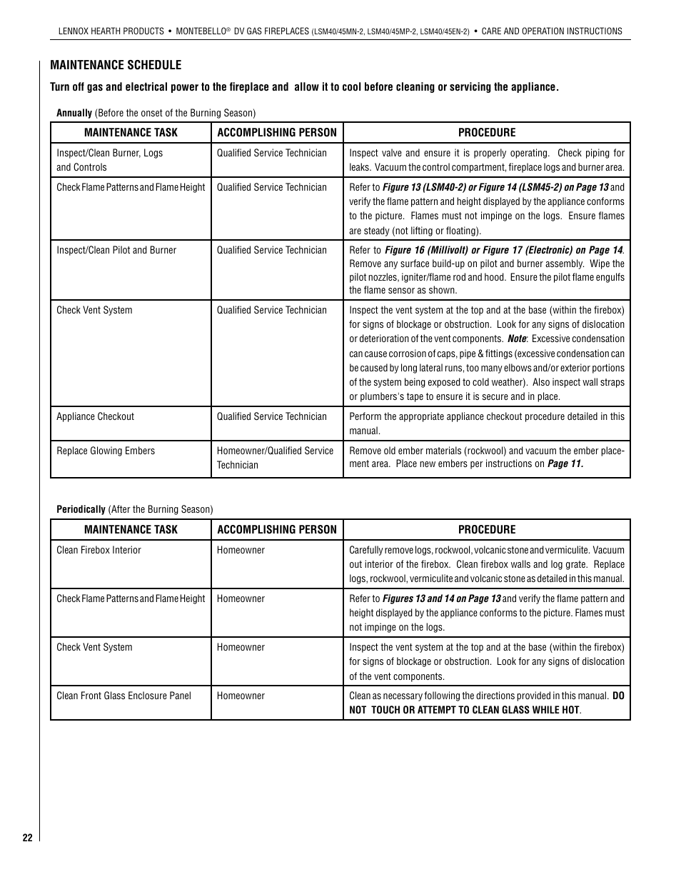 Lennox Hearth 875027M User Manual | Page 22 / 28