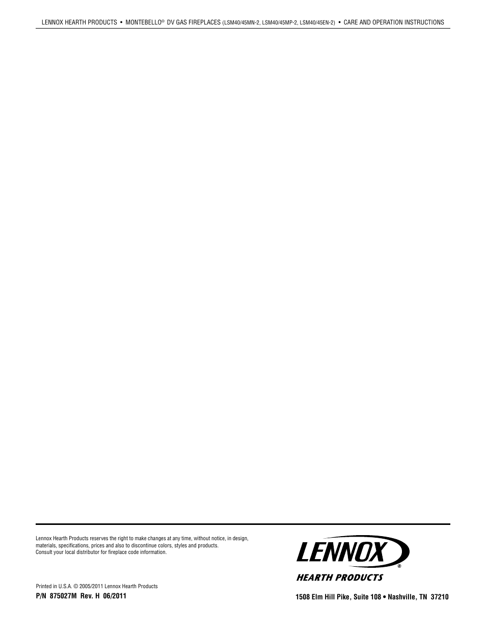 Lennox Hearth 875027M User Manual | Page 28 / 28