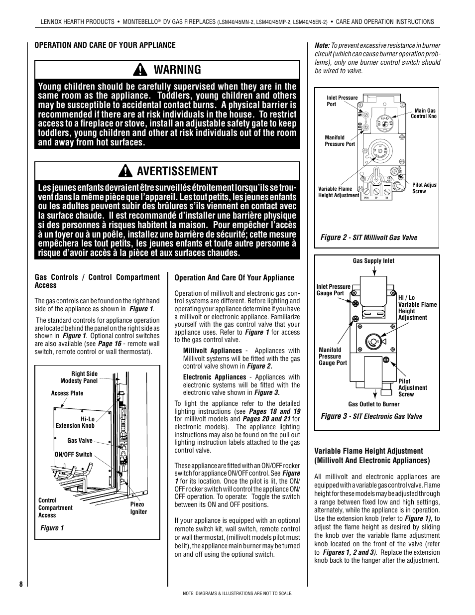 Warning, Avertissement | Lennox Hearth 875027M User Manual | Page 8 / 28
