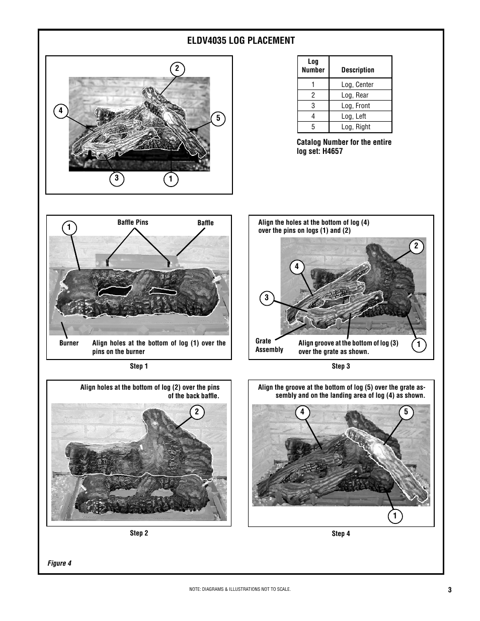 Eldv4035 log placement | Lennox Hearth ELITE SERIES ELDV3530 User Manual | Page 3 / 4
