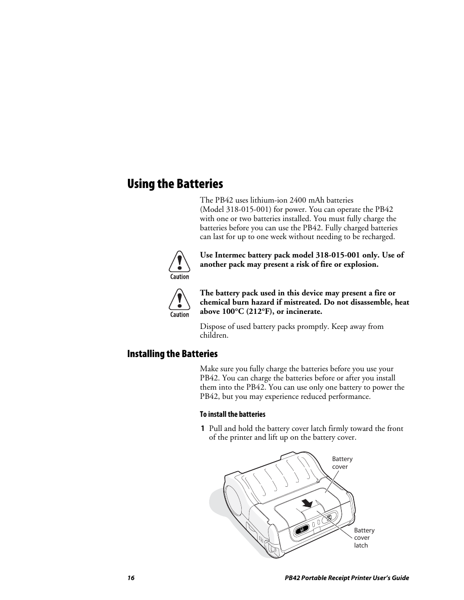 Using the batteries, Installing the batteries | Lennox Hearth PB42 User Manual | Page 16 / 42