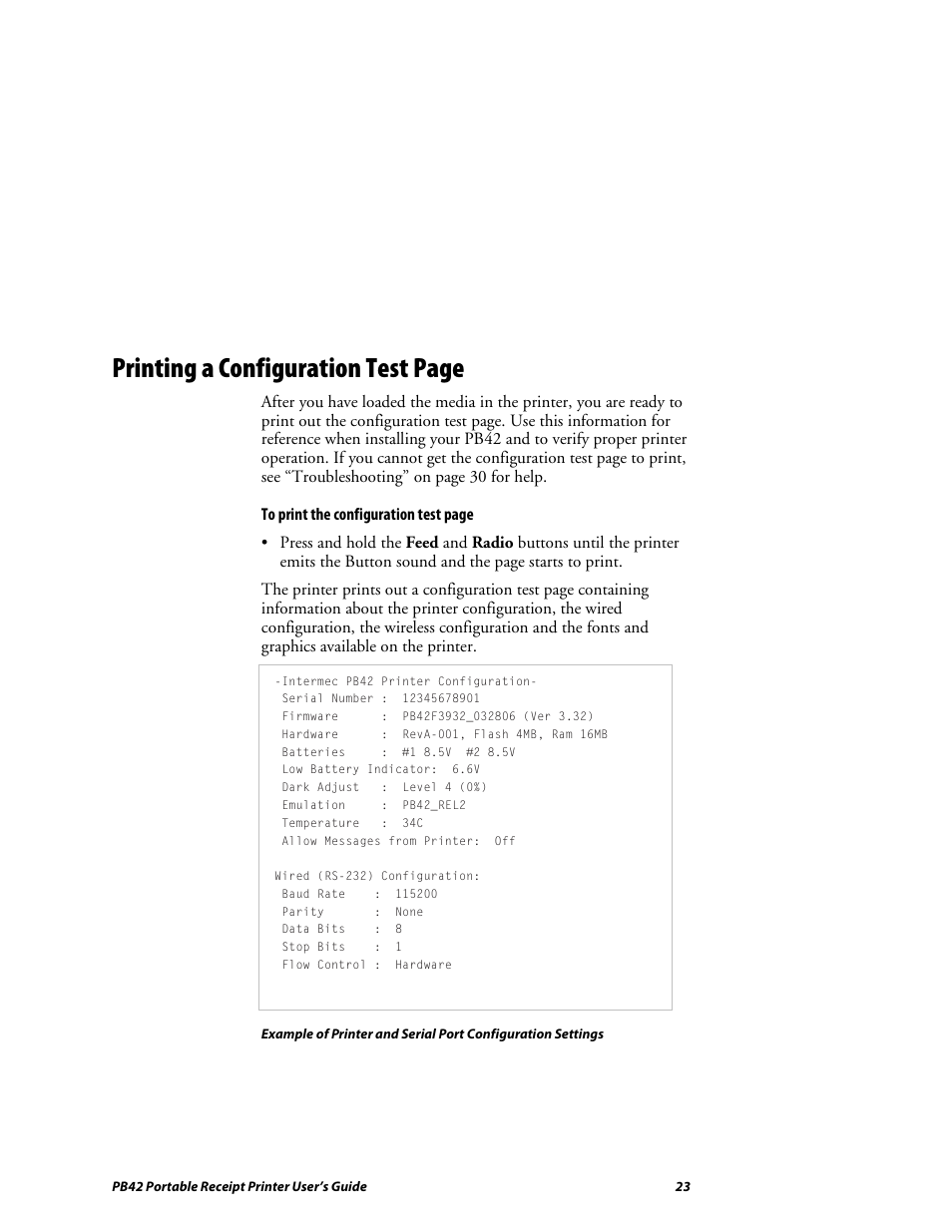 Printing a configuration test page | Lennox Hearth PB42 User Manual | Page 23 / 42