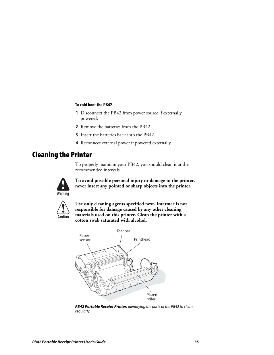 Cleaning the printer | Lennox Hearth PB42 User Manual | Page 35 / 42