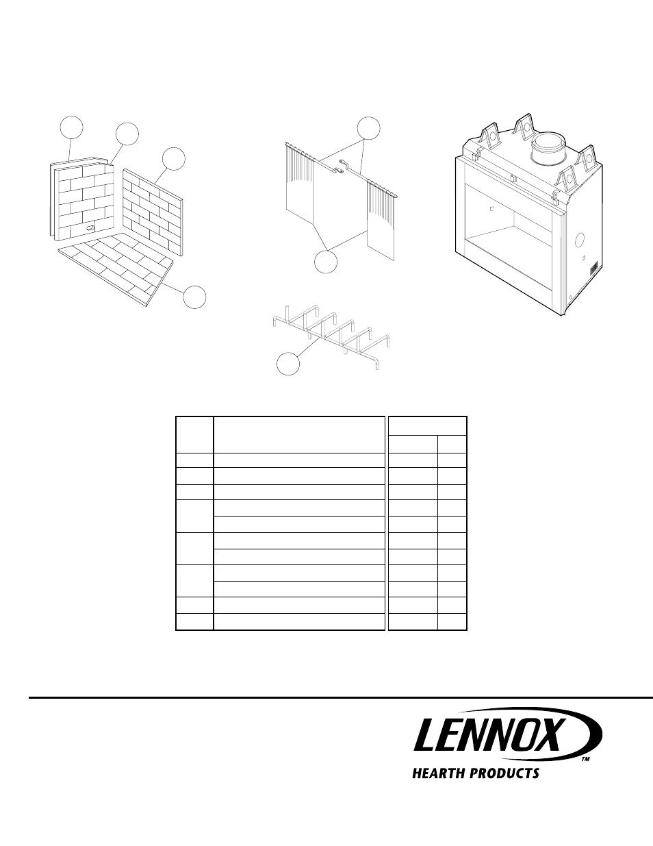Replacement parts | Lennox Hearth ELITE LA41TCF User Manual | Page 8 / 8