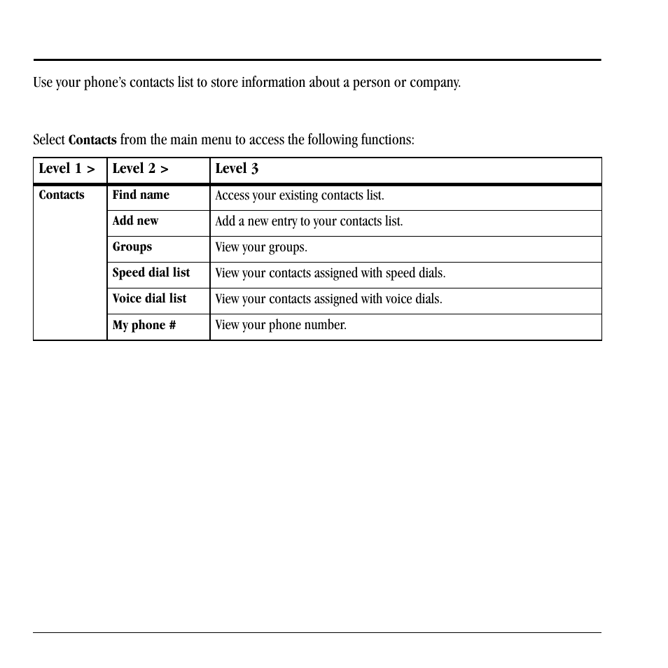 5 contacts, Contacts menu, Contacts | 5contacts | Lennox Hearth X-TC User Manual | Page 34 / 88