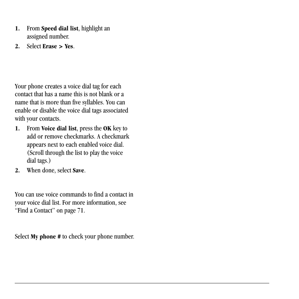 Voice dial list, View phone number, Voice dial list view phone number | Clear speed dial numbers, Enable voice dial tags, Search contact voice | Lennox Hearth X-TC User Manual | Page 40 / 88