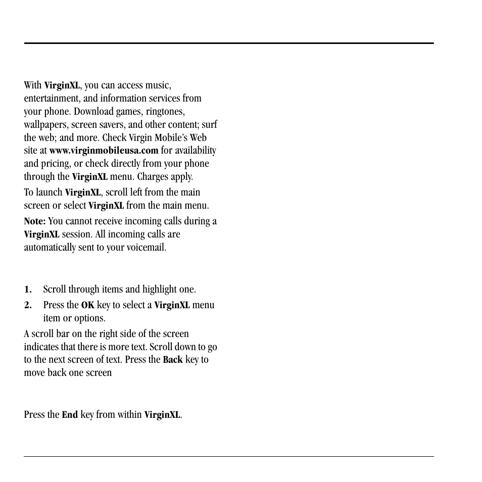 9 virginxl, Access virginxl, Navigate virginxl | End a virginxl session, Virginxl, Access v, Navigate vir, End a, 9virginxl | Lennox Hearth X-TC User Manual | Page 50 / 88