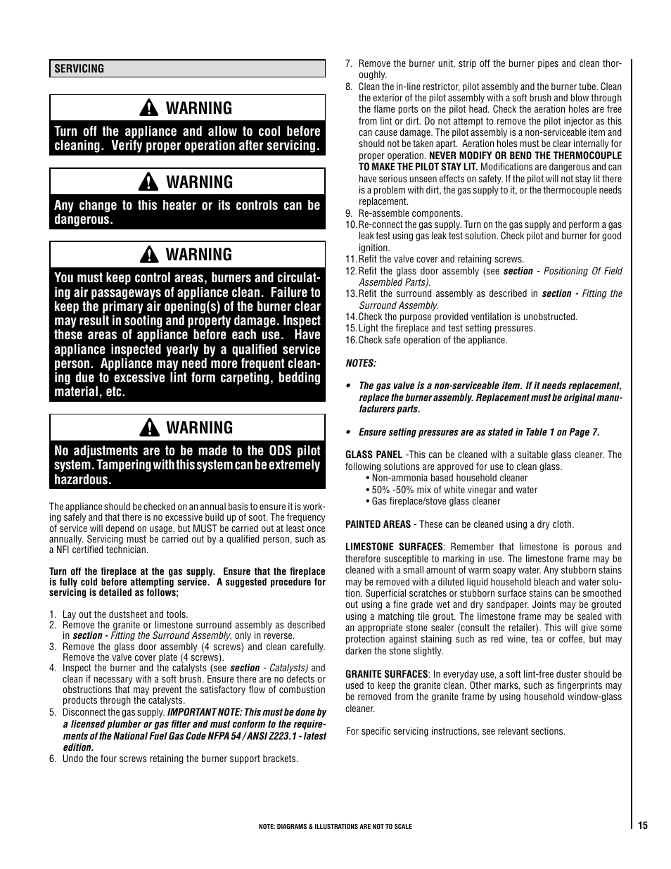 Warning | Lennox Hearth X-FIRES-1000-LP User Manual | Page 15 / 24