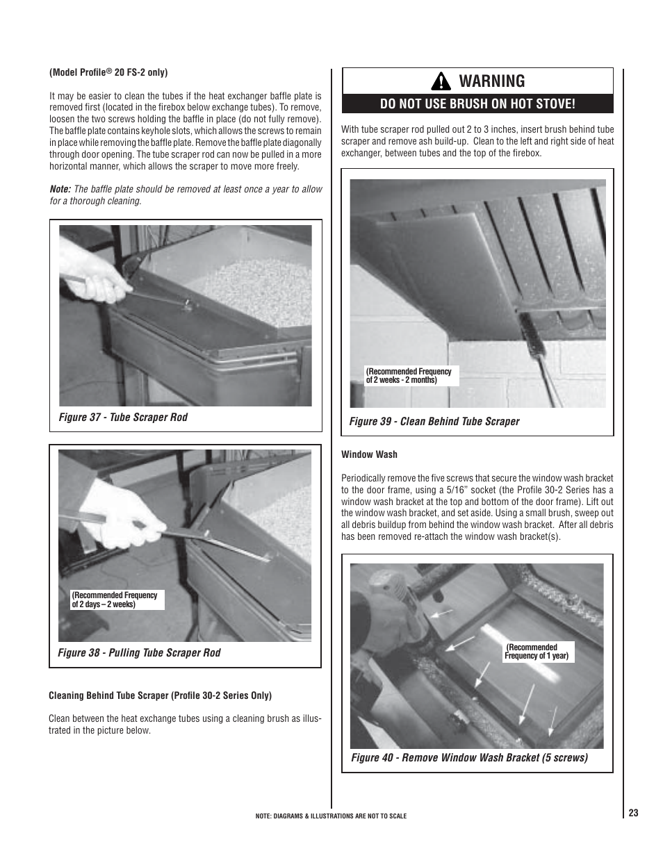 Warning, Do not use brush on hot stove | Lennox Hearth WHITFIELD 30 FS-2 User Manual | Page 23 / 48