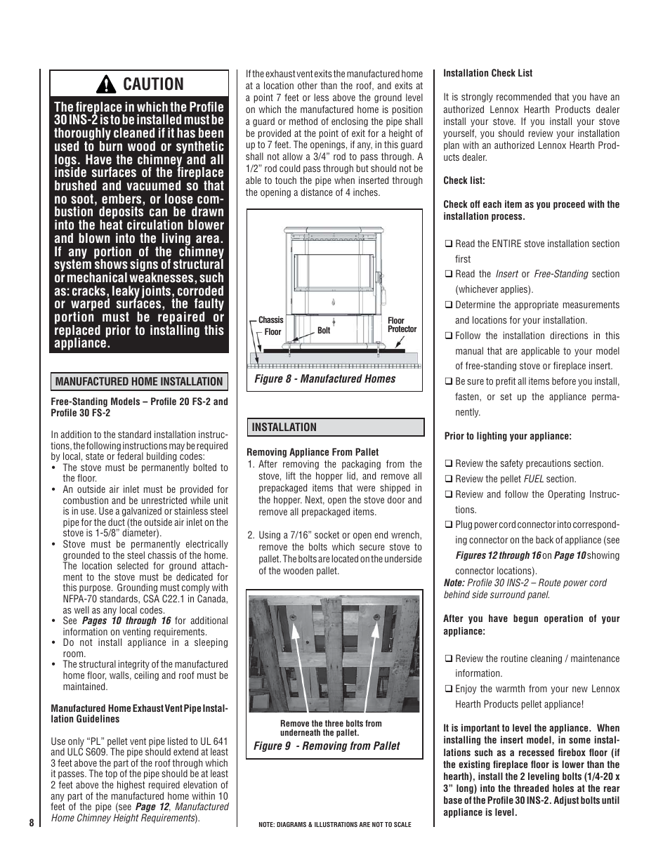 Caution | Lennox Hearth WHITFIELD 30 FS-2 User Manual | Page 8 / 48