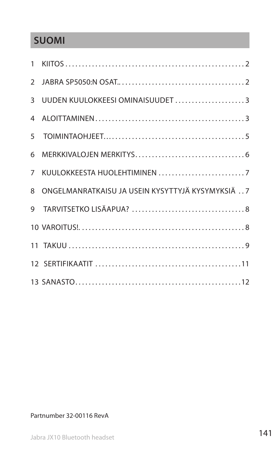 Suomi | Lennox Hearth SP5050 User Manual | Page 143 / 221
