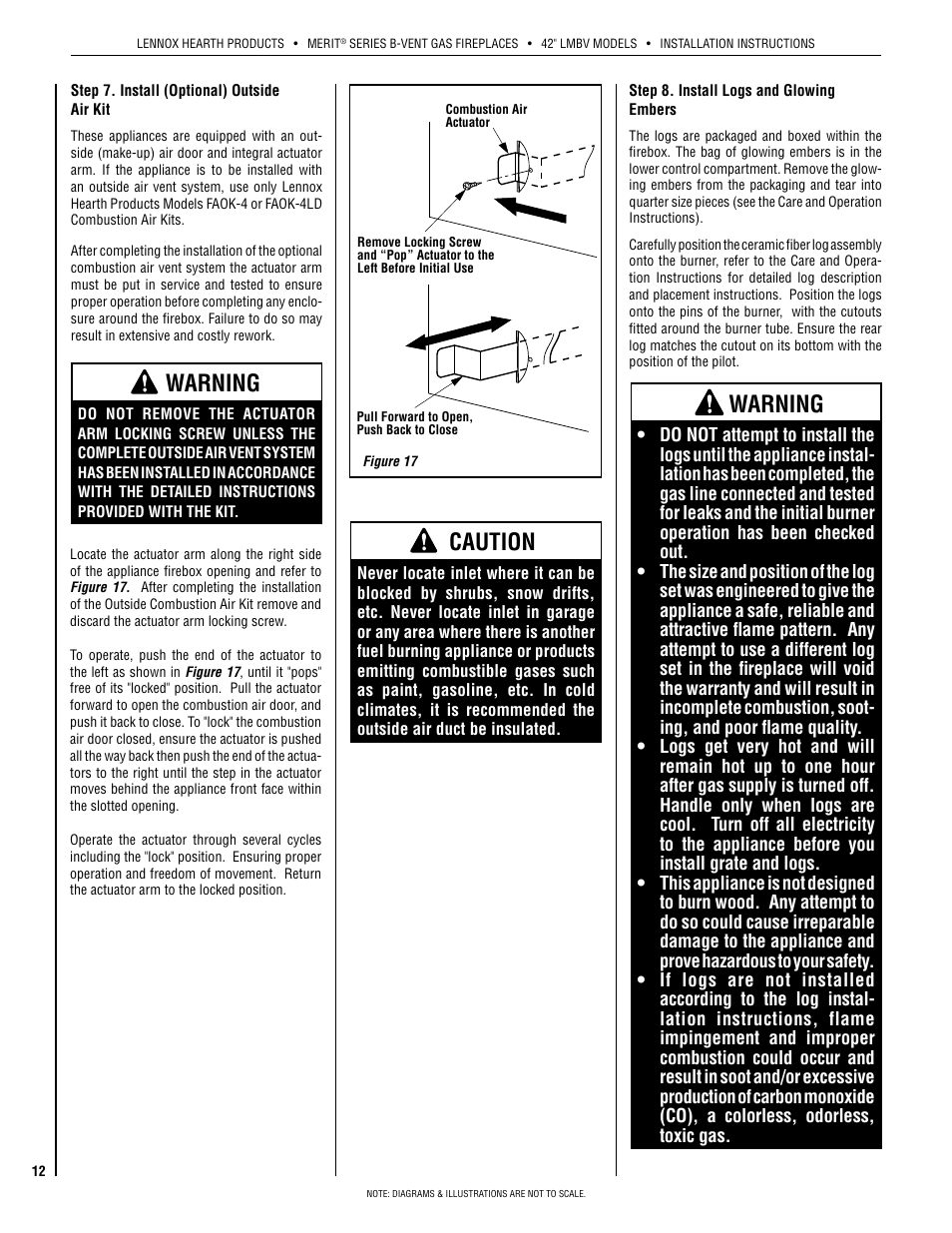 Warning, Caution | Lennox Hearth INTERTEK LMBV-42REN User Manual | Page 12 / 20