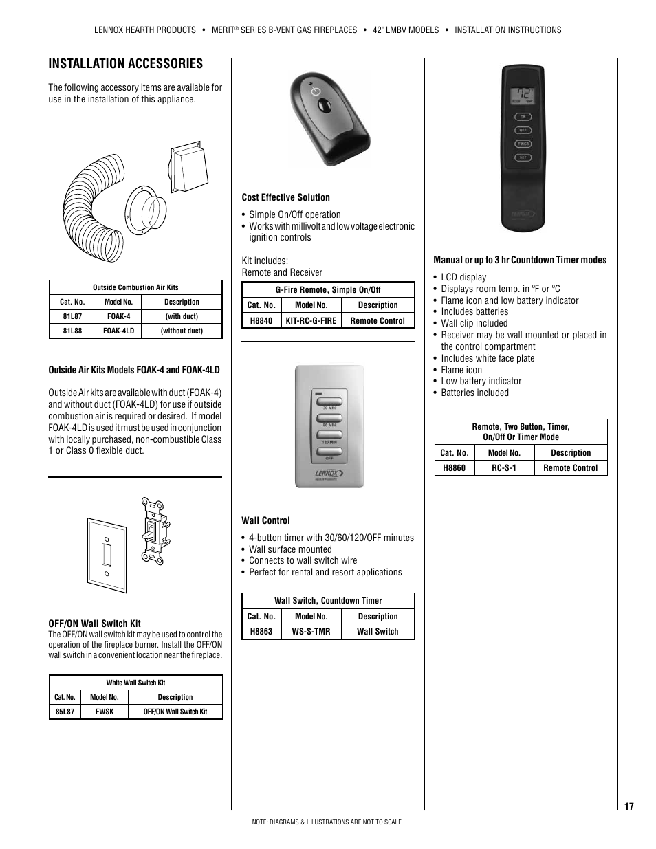 Installation accessories | Lennox Hearth INTERTEK LMBV-42REN User Manual | Page 17 / 20