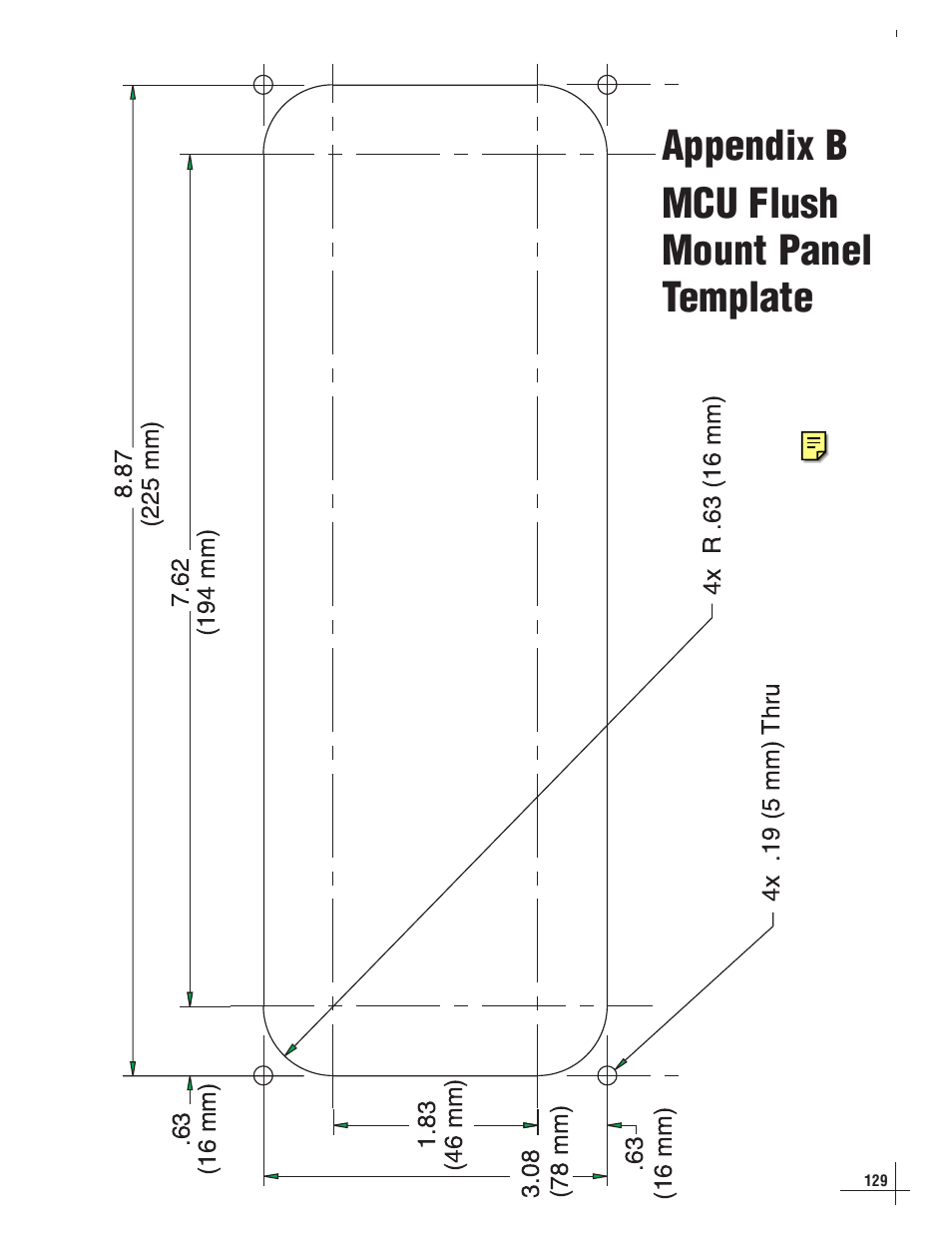 B - mcu flush mount panel template, A template has been provided in, Appendix b on | As a guide to mark and cut the proper, Appendix b mcu flush mount panel template, Appendix b adcu flush mount panel template | Lennox Hearth G8 User Manual | Page 124 / 144