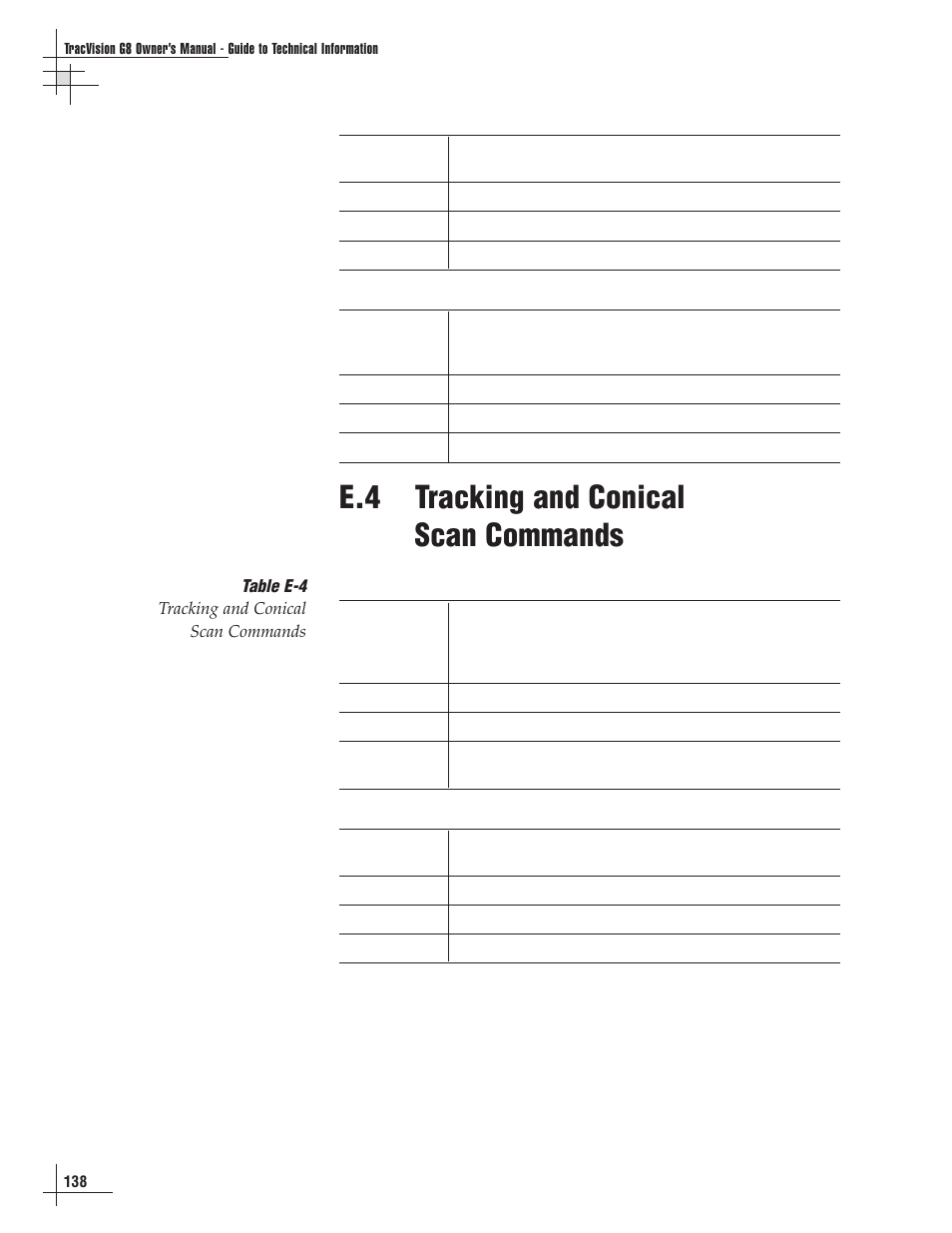 E.4 tracking and conical scan commands | Lennox Hearth G8 User Manual | Page 131 / 144