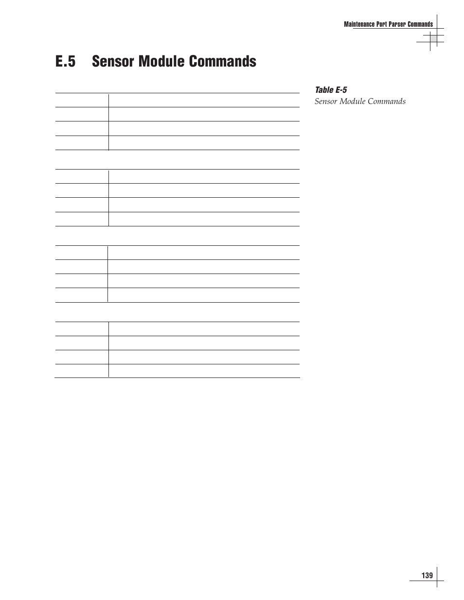 E.5 sensor module commands | Lennox Hearth G8 User Manual | Page 132 / 144