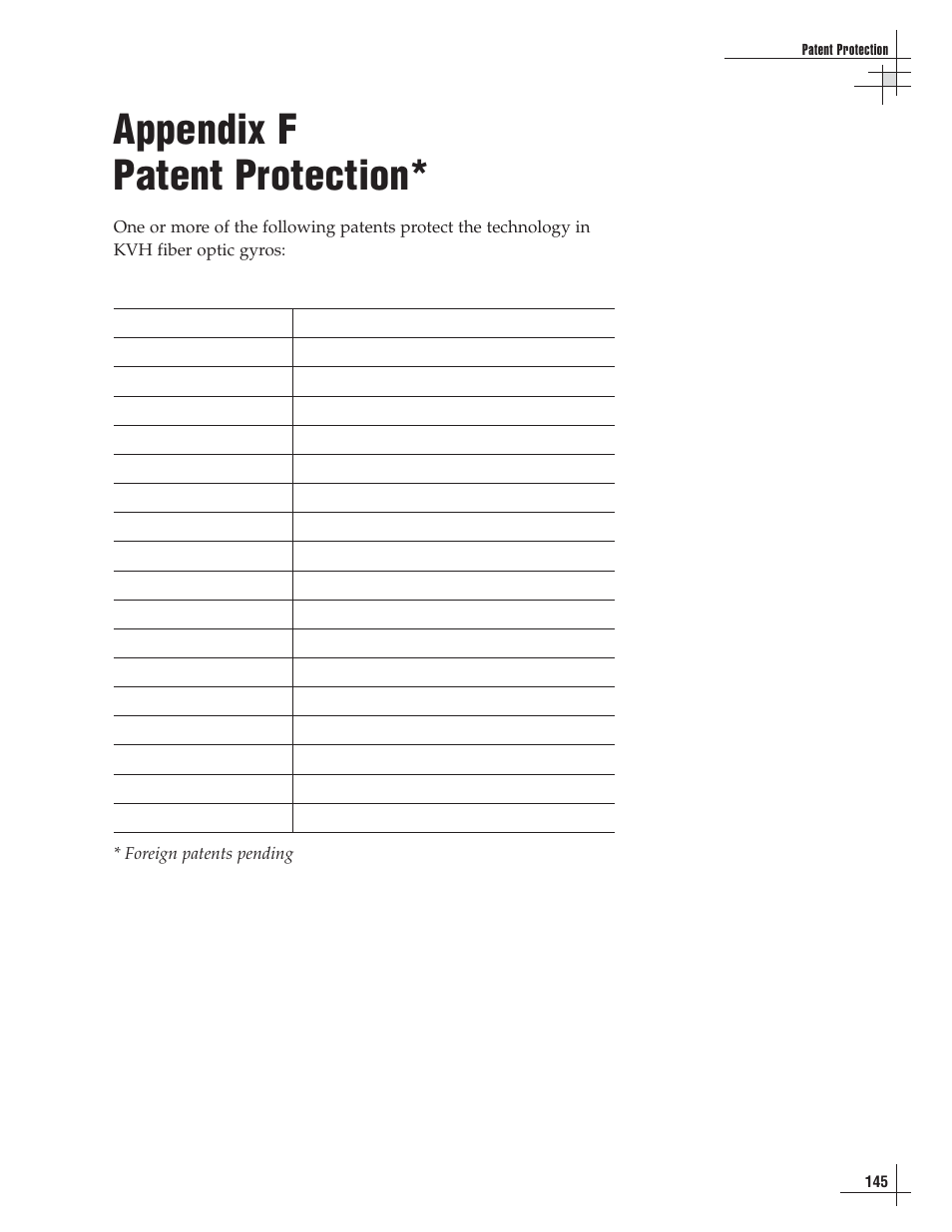 F - patent protection, Appendix f patent protection | Lennox Hearth G8 User Manual | Page 138 / 144