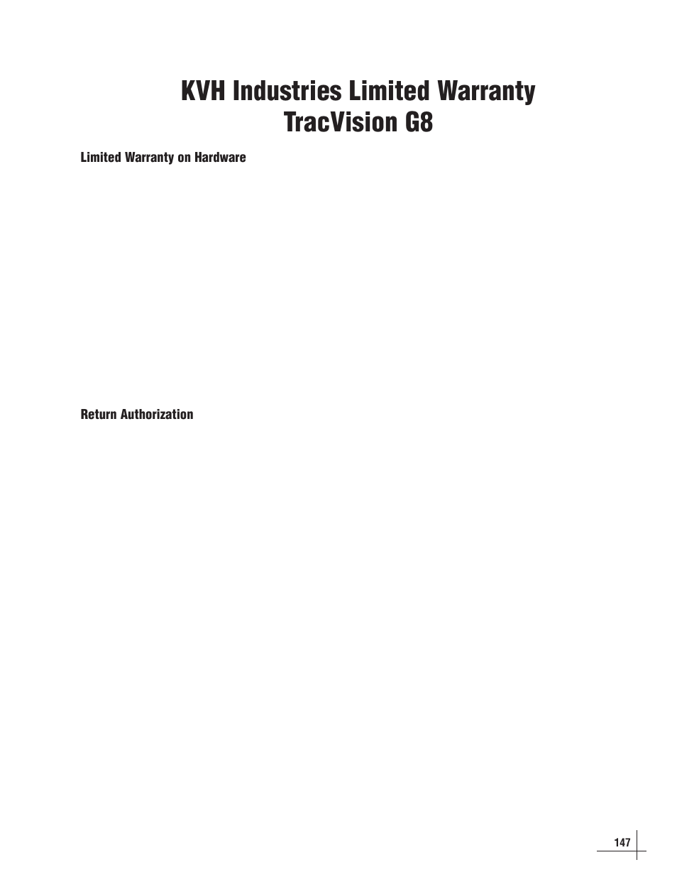 Kvh industries limited warranty tracvision g8 | Lennox Hearth G8 User Manual | Page 139 / 144