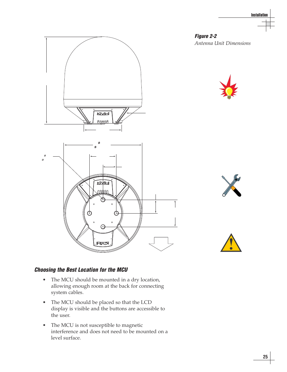 Choosing the best location for the mcu, Figure 2-2 antenna unit dimensions | Lennox Hearth G8 User Manual | Page 28 / 144