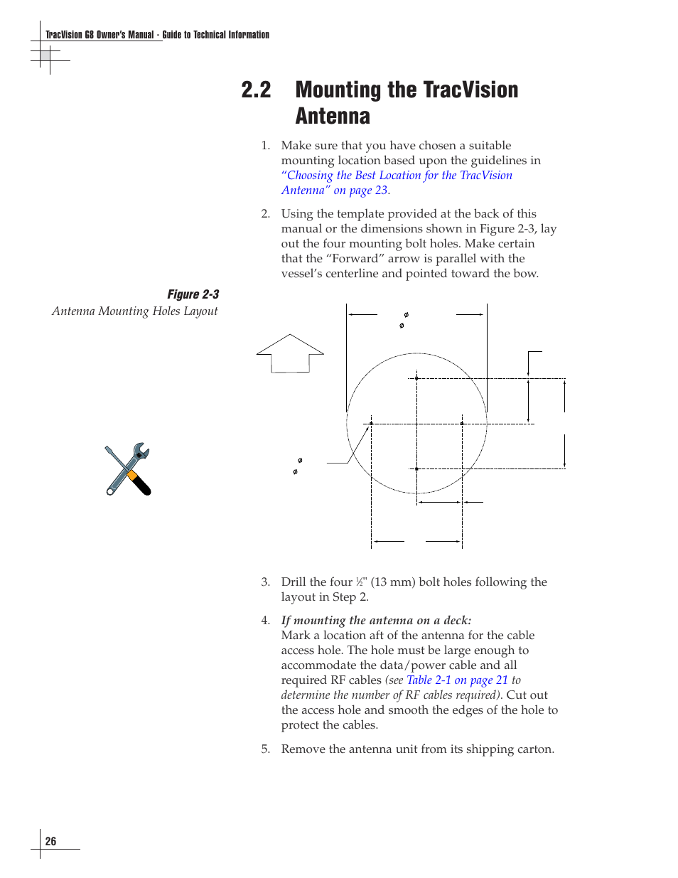 2 - mounting the tracvision antenna, 2 mounting the tracvision antenna | Lennox Hearth G8 User Manual | Page 29 / 144