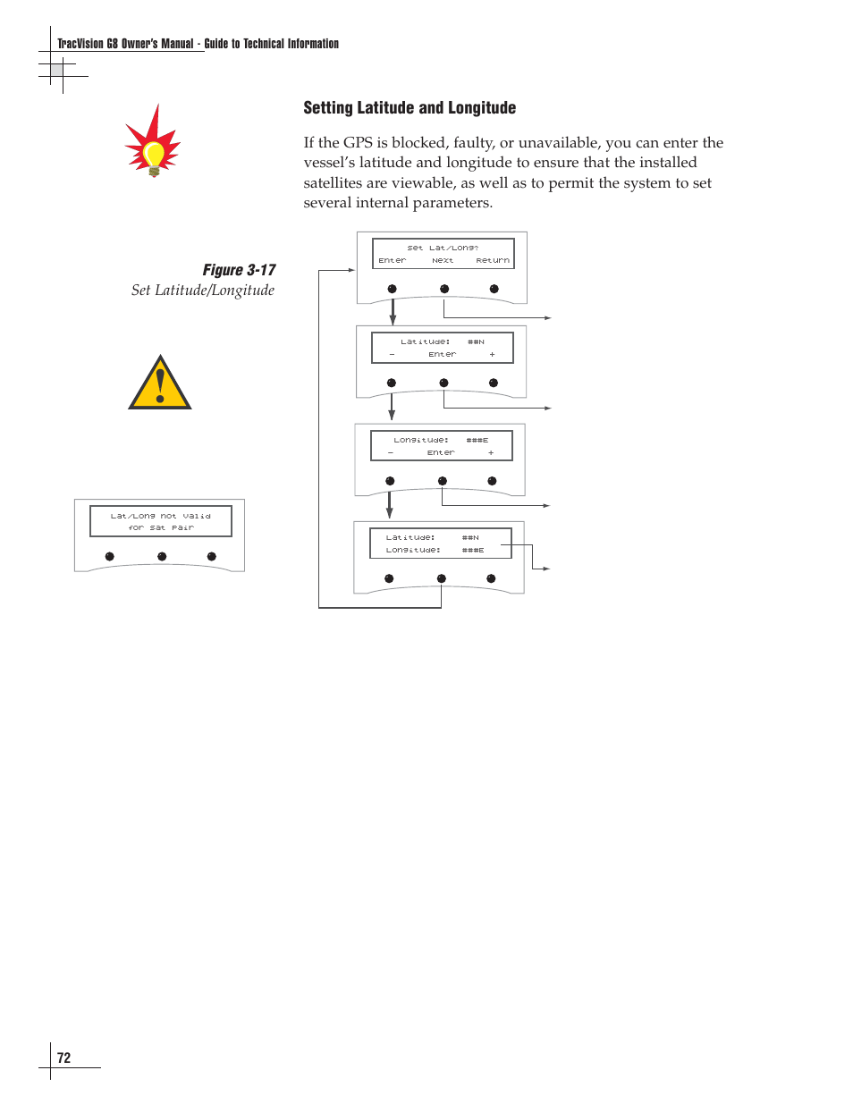 Setting latitude and longitude, Figure 3-17 set latitude/longitude | Lennox Hearth G8 User Manual | Page 73 / 144