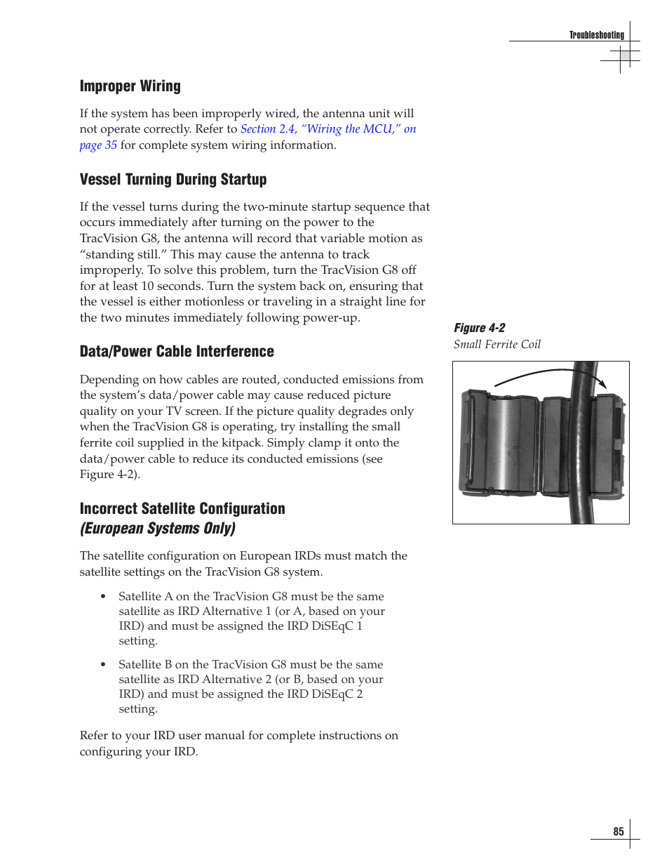 Improper wiring, Vessel turning during startup, Data/power cable interference | Lennox Hearth G8 User Manual | Page 85 / 144