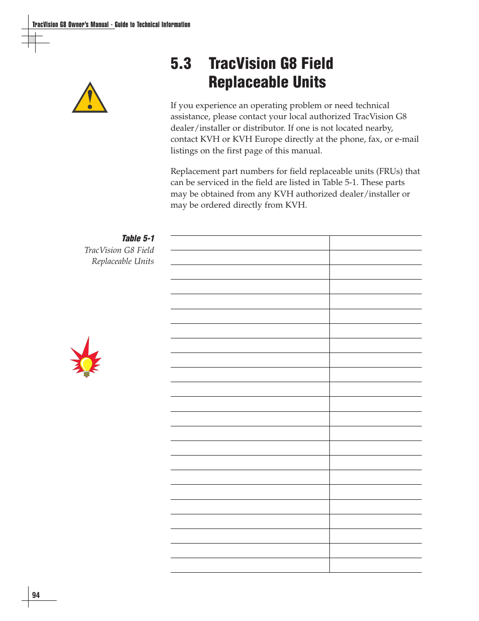 3 - tracvision g8 field replaceable units, 3 tracvision g8 field replaceable units | Lennox Hearth G8 User Manual | Page 92 / 144