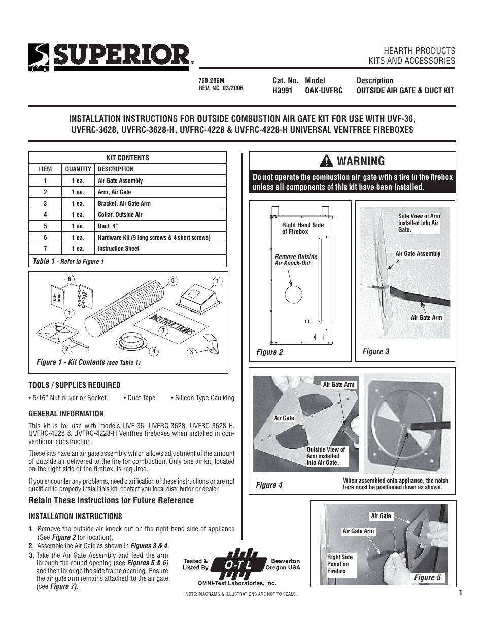 Lennox Hearth 206M User Manual | 2 pages