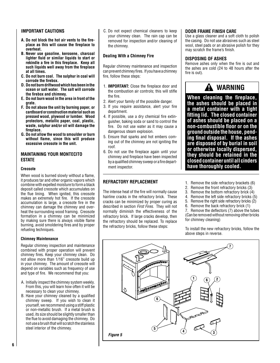 Warning | Lennox Hearth 038M User Manual | Page 6 / 24