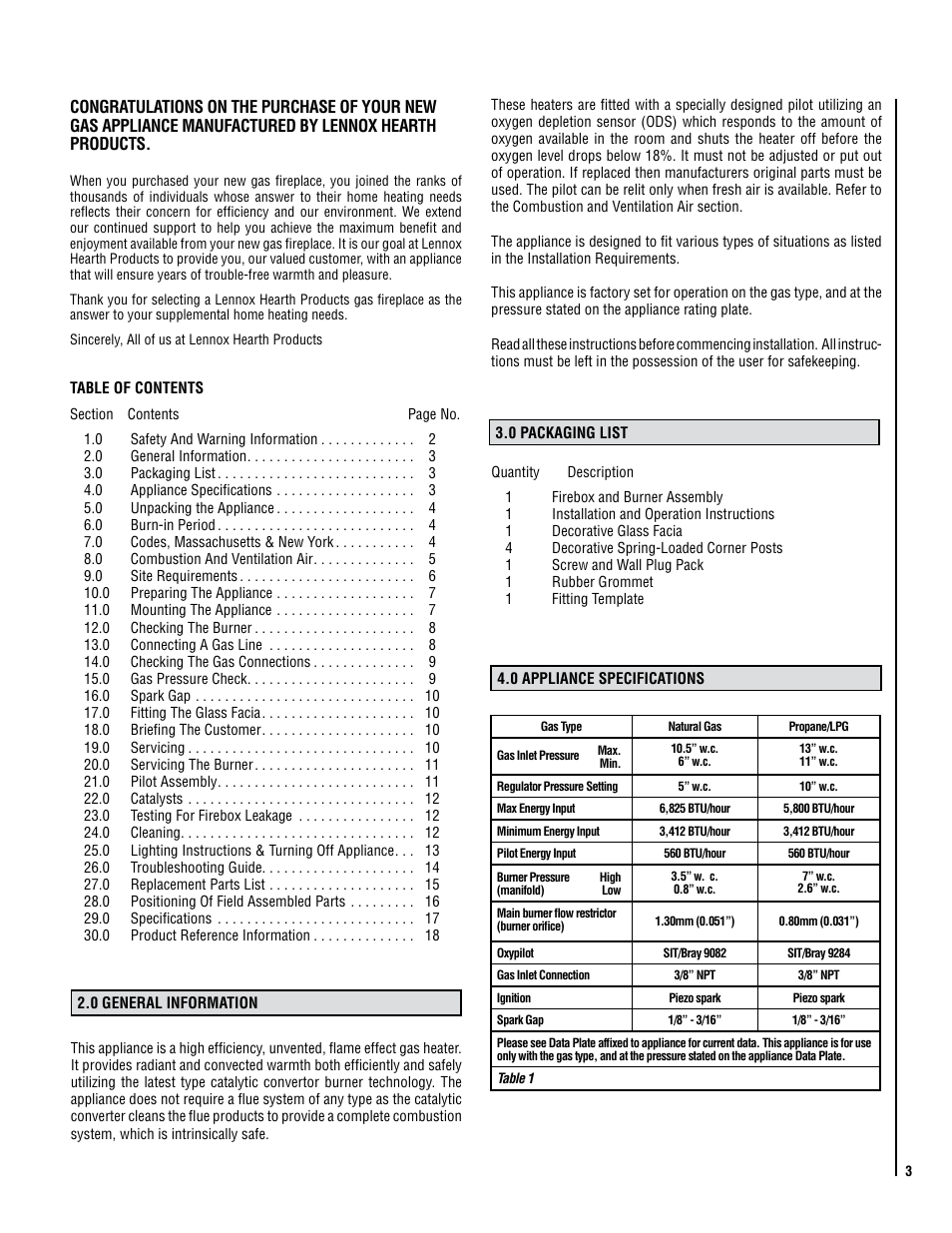 Lennox Hearth Elite CVF-NG User Manual | Page 3 / 18