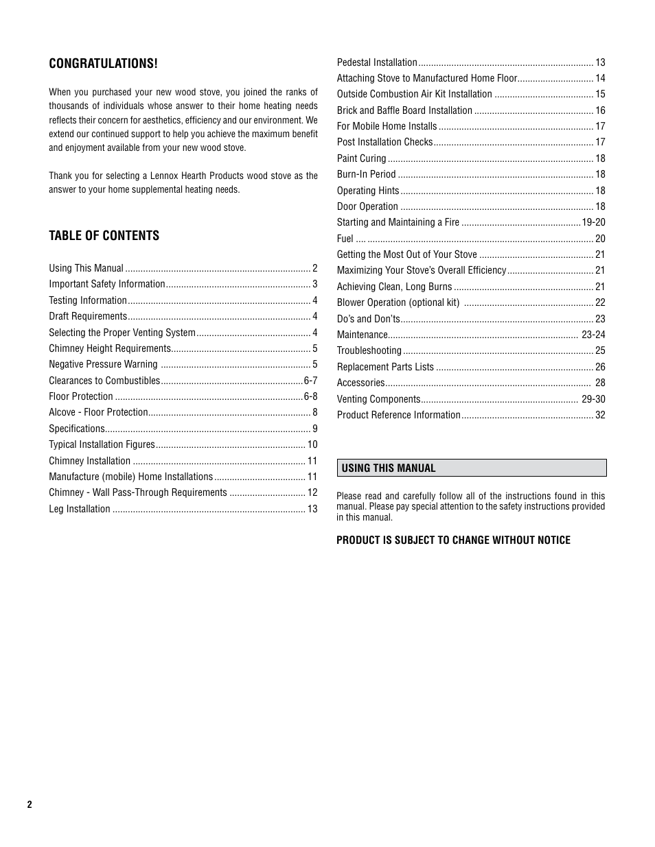 Lennox Hearth GRANDVIEW GV230 User Manual | Page 2 / 32