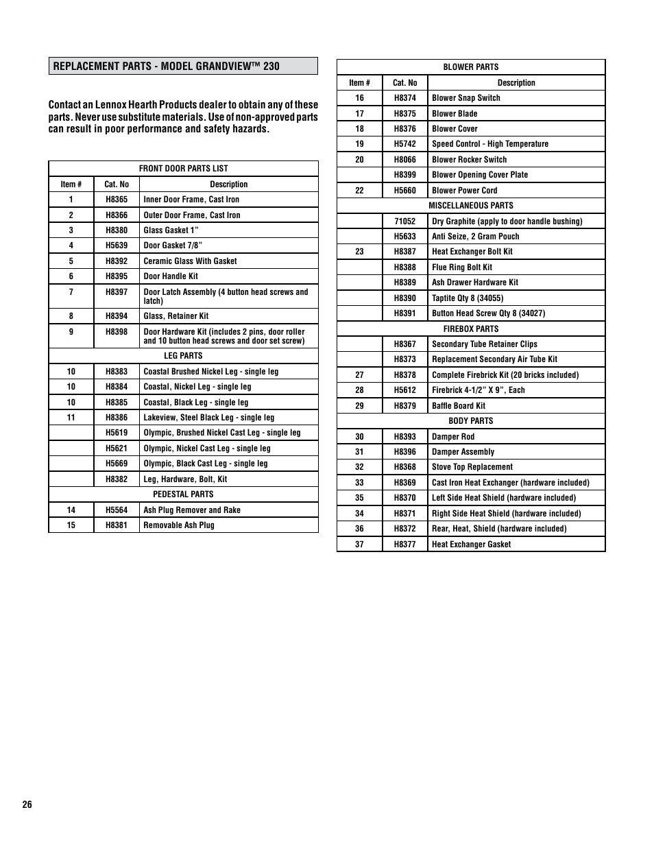 Lennox Hearth GRANDVIEW GV230 User Manual | Page 26 / 32