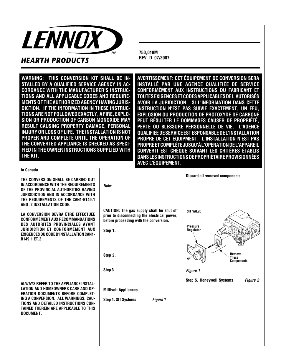 Lennox Hearth Gas Conversion Kit FGCK User Manual | 4 pages