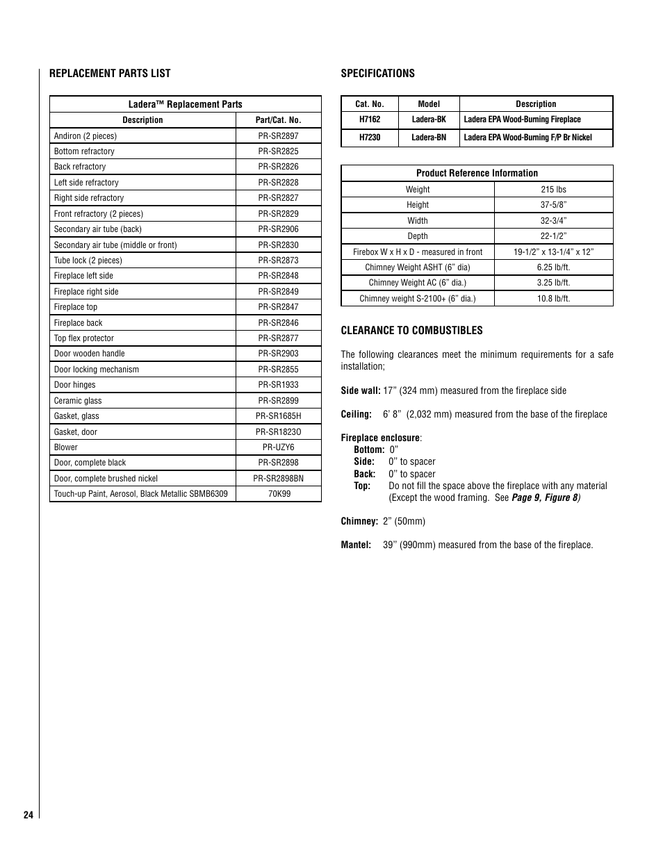 Lennox Hearth Ladera-BK User Manual | Page 24 / 26