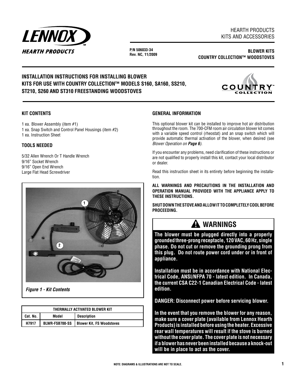 Lennox Hearth COUNTRY COLLECTION 506033-34 User Manual | 6 pages