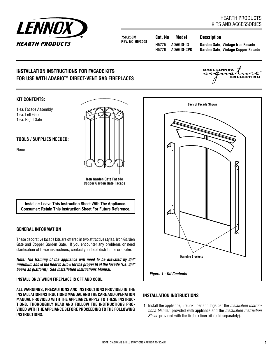 Lennox Hearth ADAGIO-IG H5775 User Manual | 2 pages