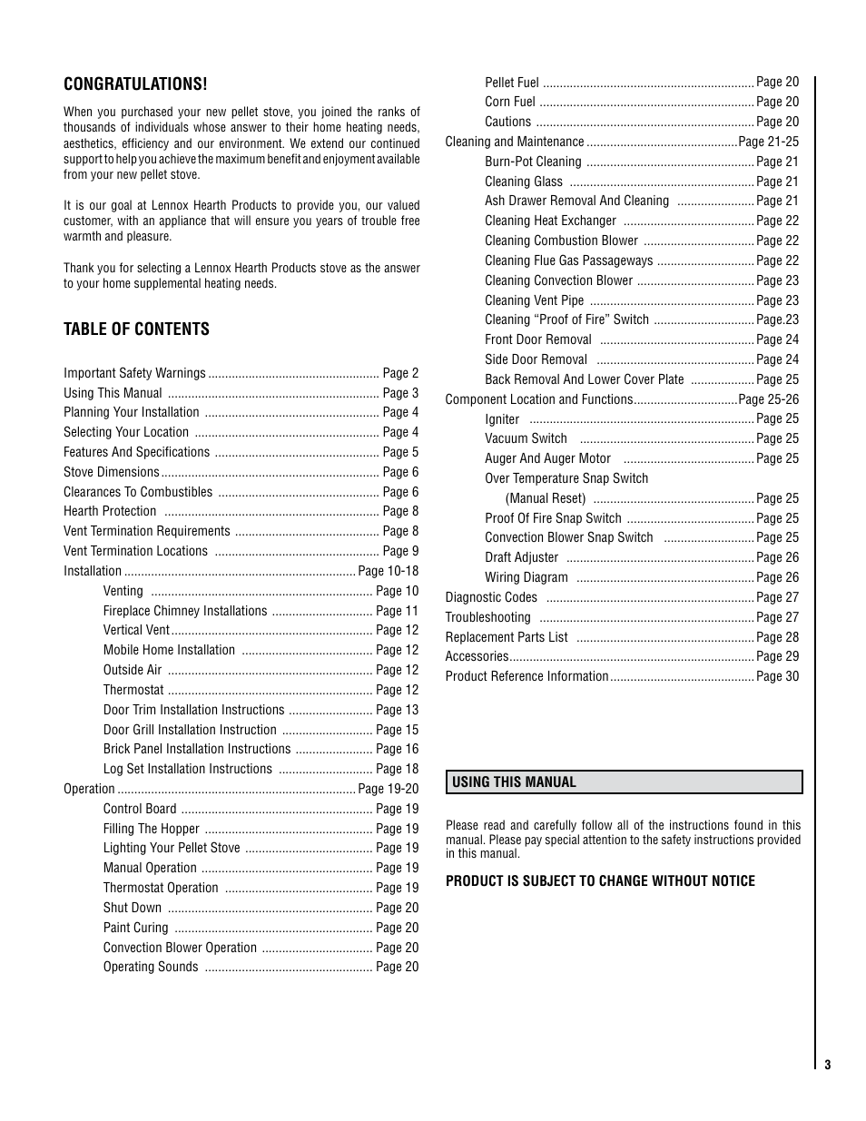 Lennox Hearth Winslow (PS40) User Manual | Page 3 / 30
