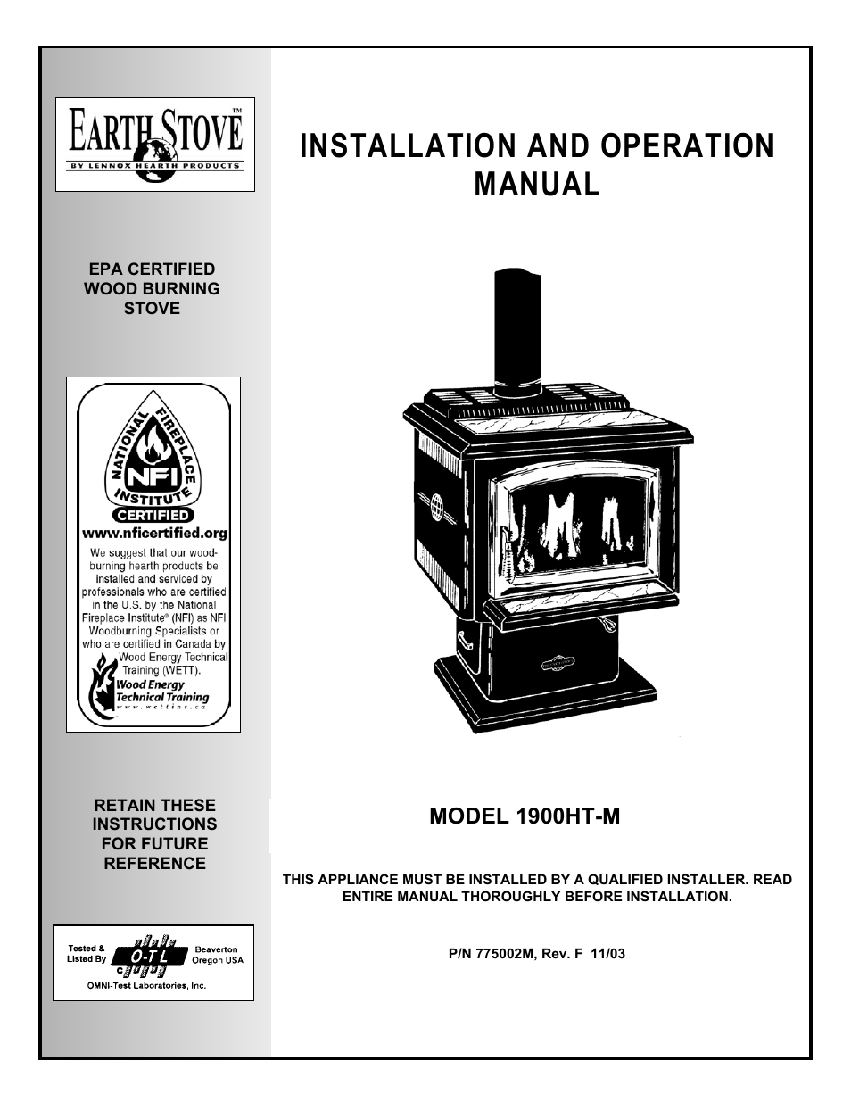 Lennox Hearth 1900HT-M User Manual | 27 pages
