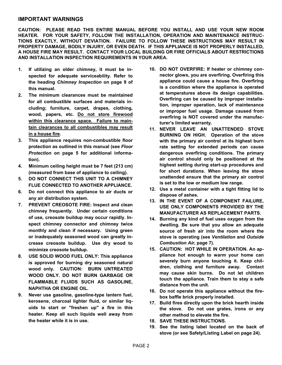 Lennox Hearth 1900HT-M User Manual | Page 2 / 27