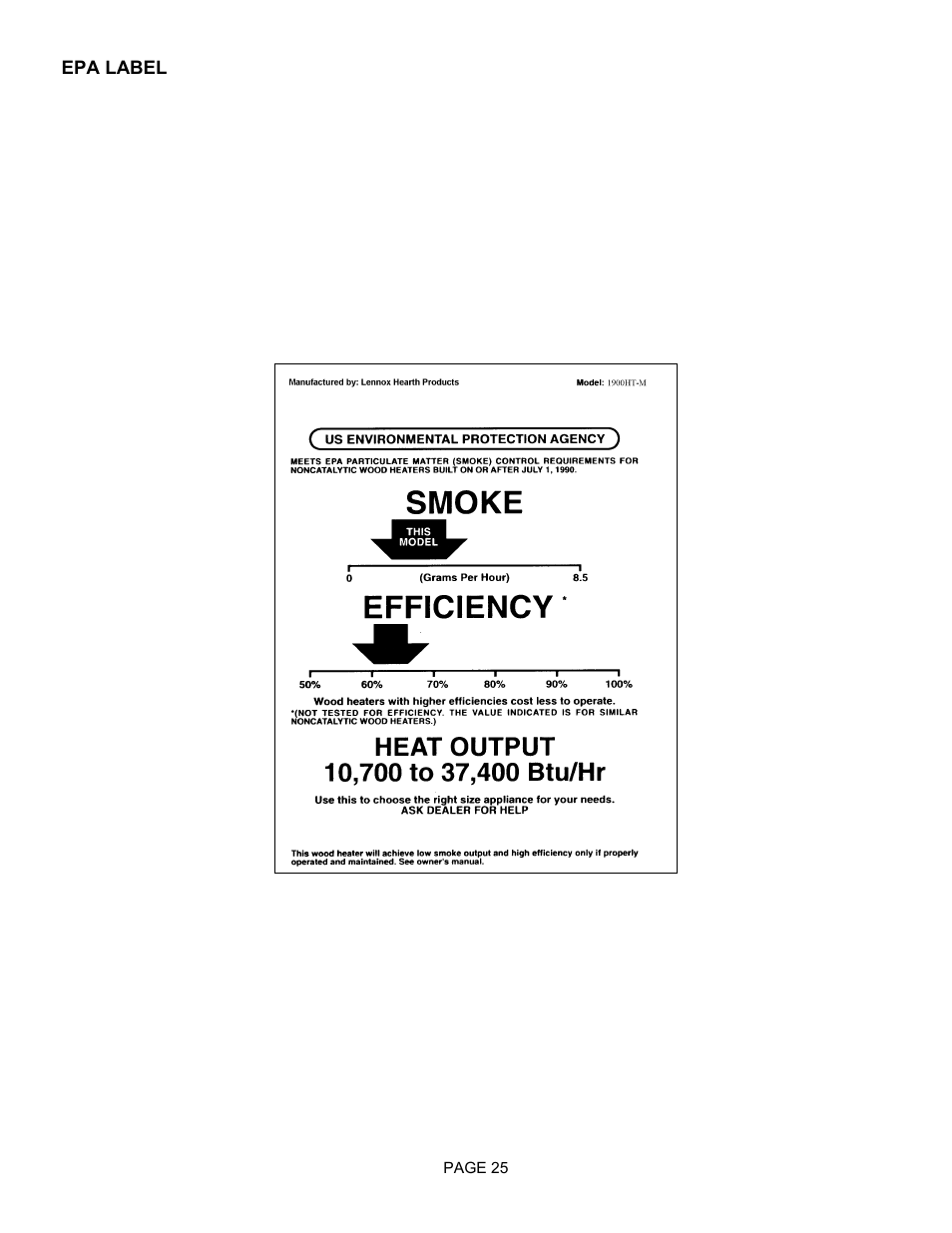 Lennox Hearth 1900HT-M User Manual | Page 25 / 27