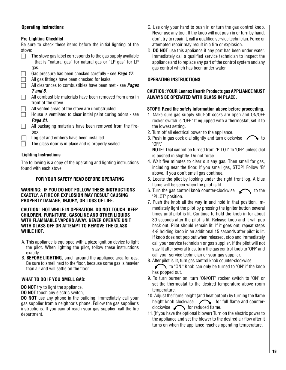 Lennox Hearth ELITE VIN User Manual | Page 19 / 30