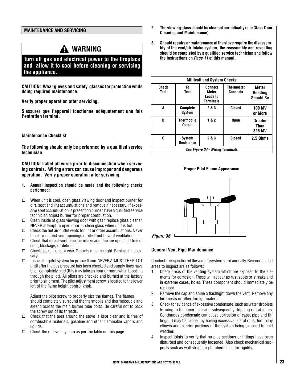 Warning | Lennox Hearth ELITE VIN User Manual | Page 23 / 30
