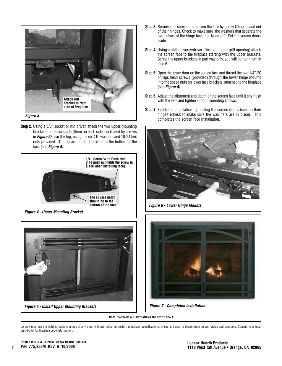 Lennox Hearth Screen Face Kit Ravelle 30 User Manual | Page 2 / 2